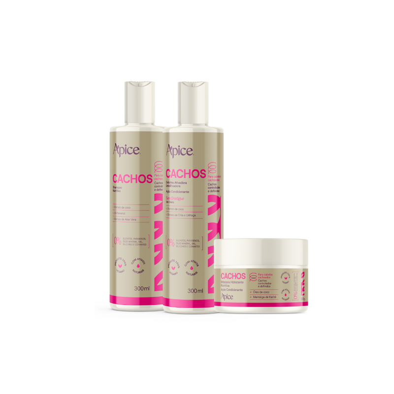 Kit Cachos NOVA FRAGRÂNCIA - Shampo, Gelatina e Máscara (3 itens)