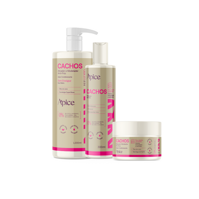 Kit Cachos NOVA FRAGRÂNCIA - Ativador de Cachos, Shampoo e Máscara (3 itens)