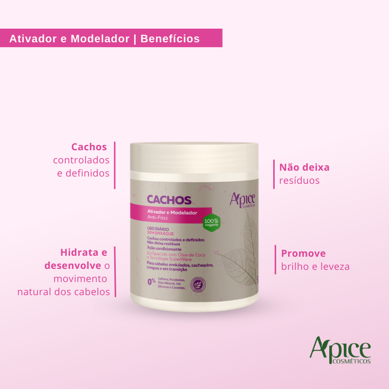 Kit Cachos - Shampoo, Gelatina, Máscara e Ativador (4 ITENS)