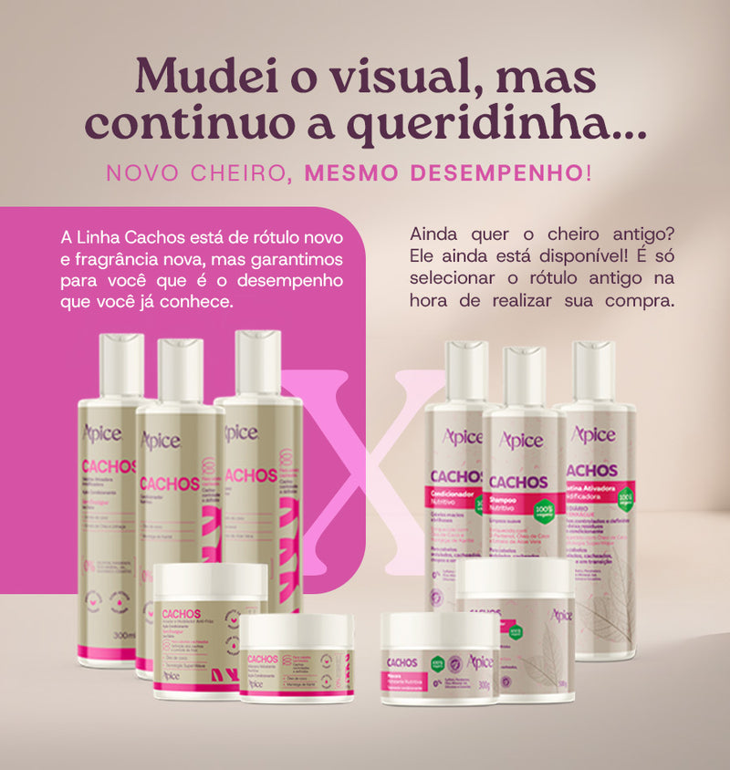 Kit Cachos NOVA FRAGRÂNCIA - Shampoo, Condicionador, Gelatina, Ativador e Máscara (5 ITENS)