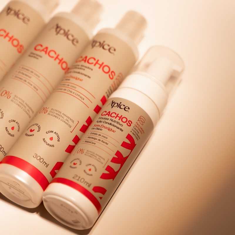 Kit Cachos NOVA FRAGRÂNCIA- Shampoo, Condicionador e Mousse (3 ITENS)