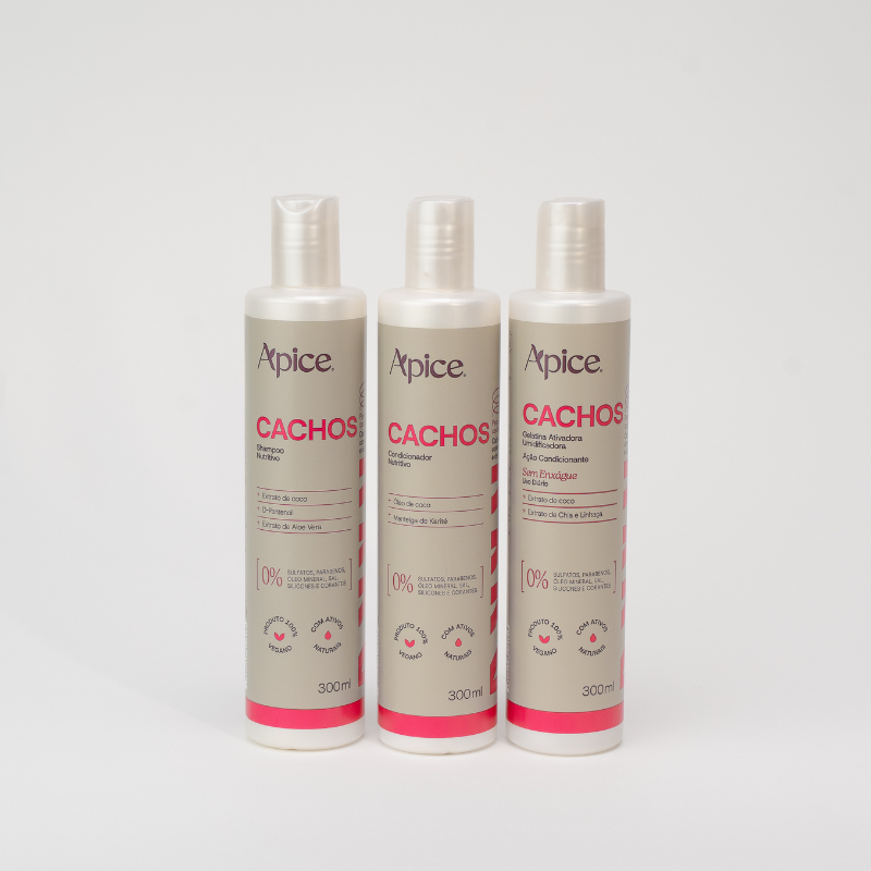 Kit Cachos NOVA FRAGRÂNCIA - Shampoo, Condicionador e Gelatina (3 ITENS)