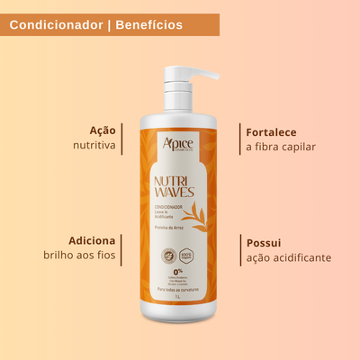 Kitão Onduladas Nutri Waves Completo - Shampoo, Condicionador, Creme de Pentear, Gelatina e Máscara (9 itens)