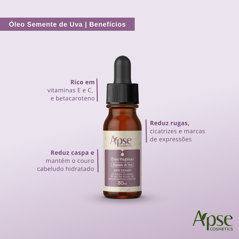 Óleo Vegetal de Semente de Uva 30 ml - Brinde