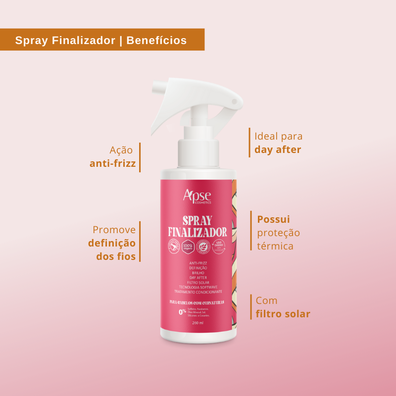 Spray Finalizador - para cabelos com curvatura 260 ml - No Poo / Low Poo - Ação Condicionante